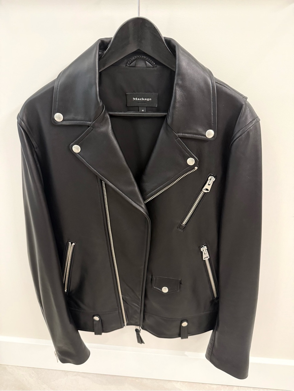 Mackage Black Leather Bomber Jacket